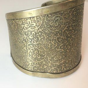 Sterling? Silver Wide Cuff Bracelet Art Nouveau